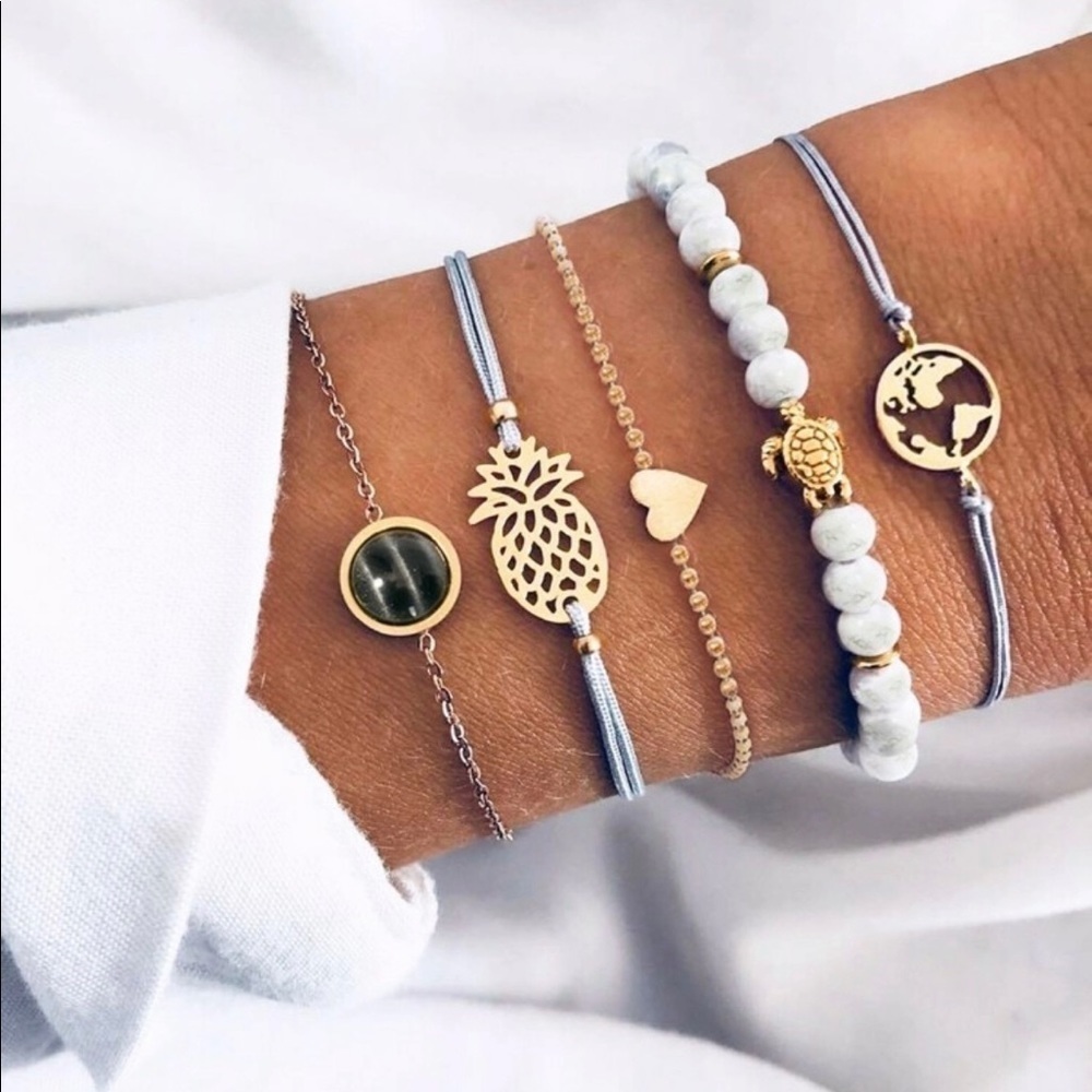 Beaded Charm Bracelet Set